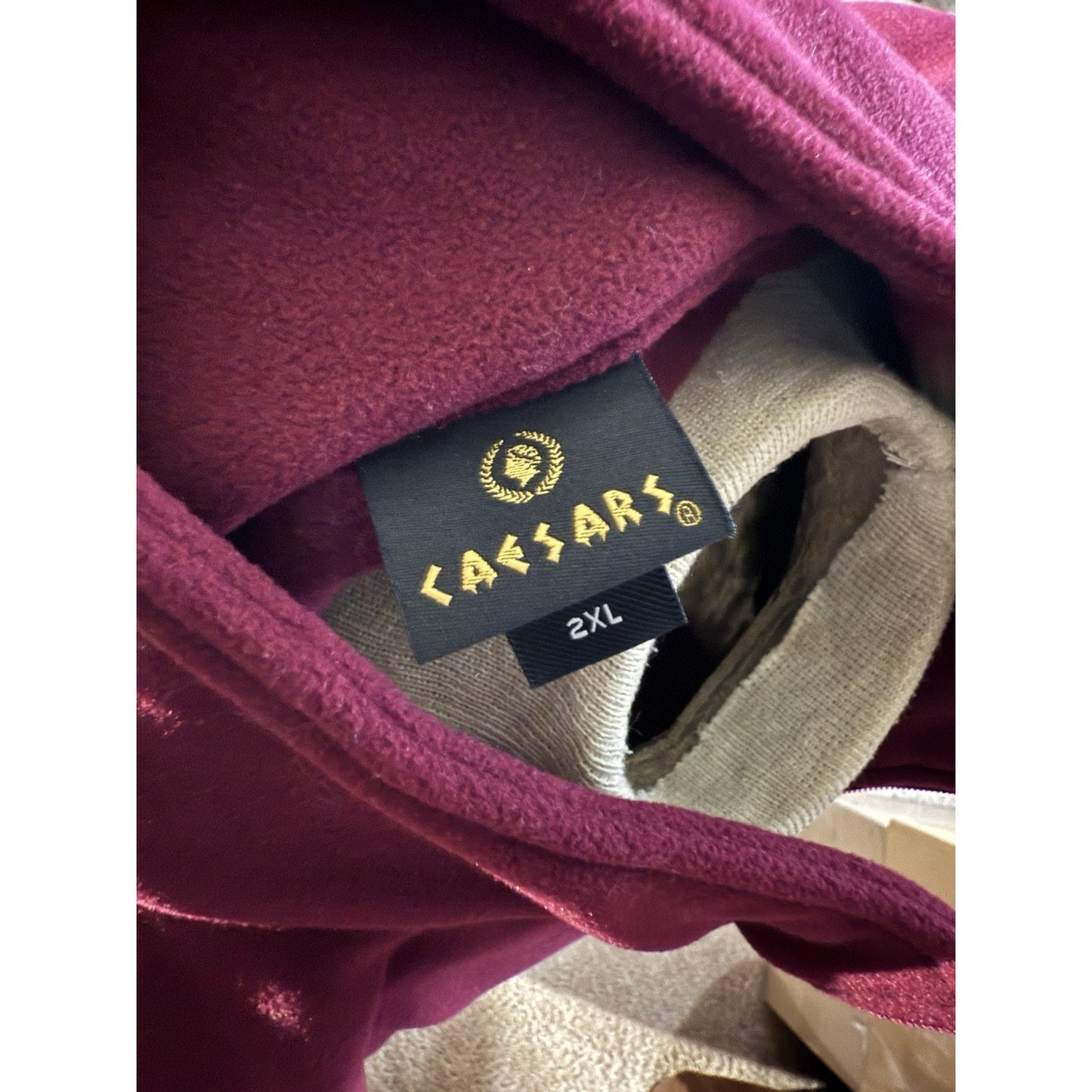 Caesars Entertainment Burgundy Fleece Jacket Men’s 2XL Zip Up Warm Soft