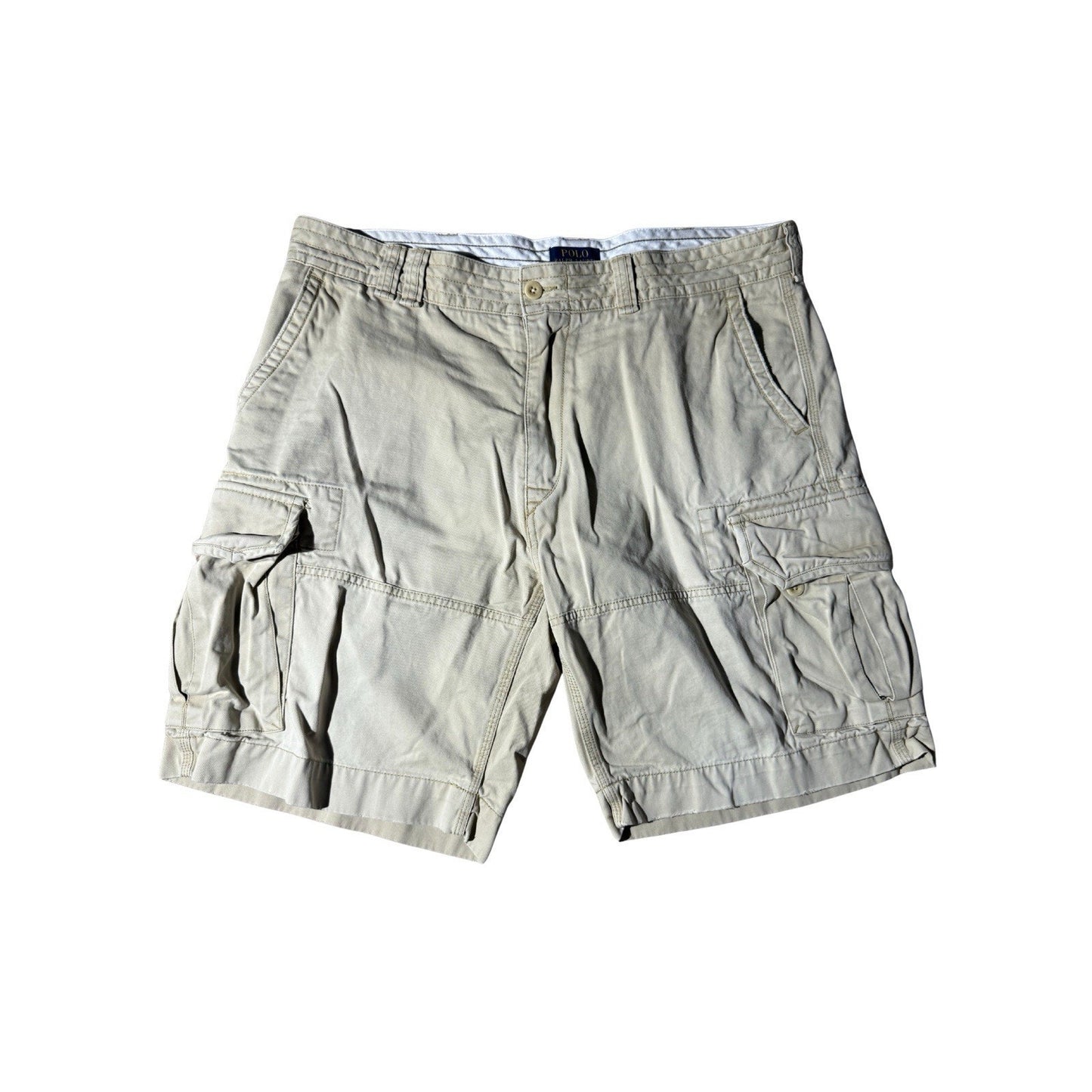 Polo Ralph Lauren Men’s Cargo Shorts 38 Khaki Beige 100% Cotton Utility Pockets