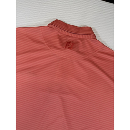 FootJoy FJ Golf Polo Shirt Mens Large Coral Micro Stripe Performance