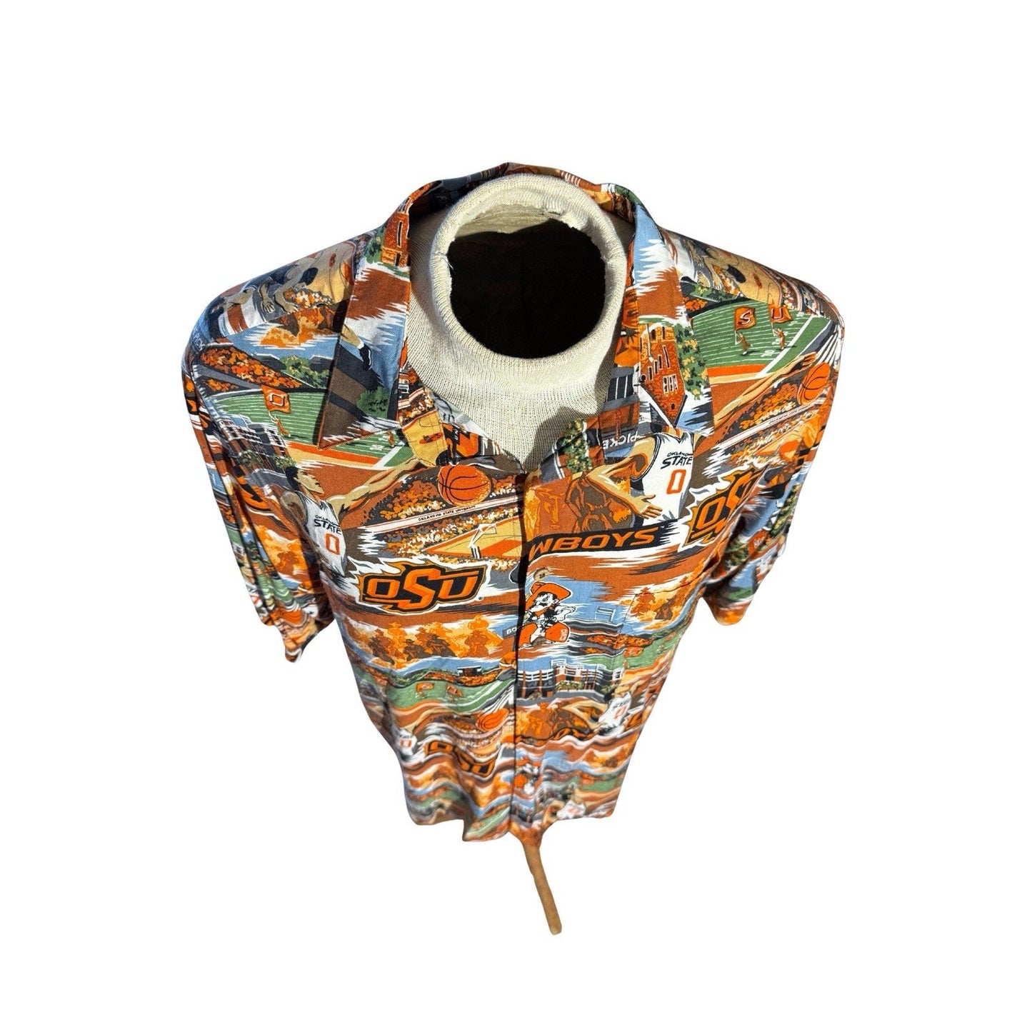 Reyn Spooner OSU Cowboys Hawaiian Shirt XL Oklahoma State Aloha Rayon Made Korea