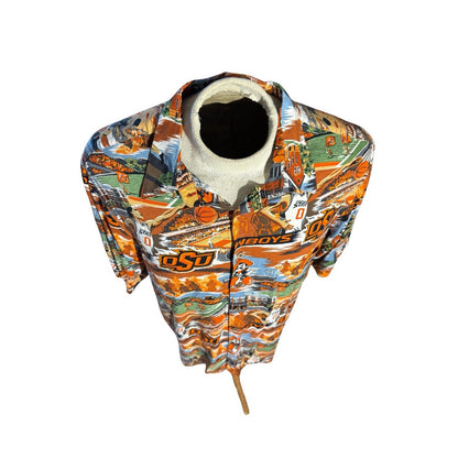 Reyn Spooner OSU Cowboys Hawaiian Shirt XL Oklahoma State Aloha Rayon Made Korea