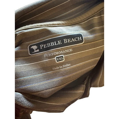 Pebble Beach Men’s XXL Golf Polo Performance Brown Stripe Short Sleeve Shirt 251