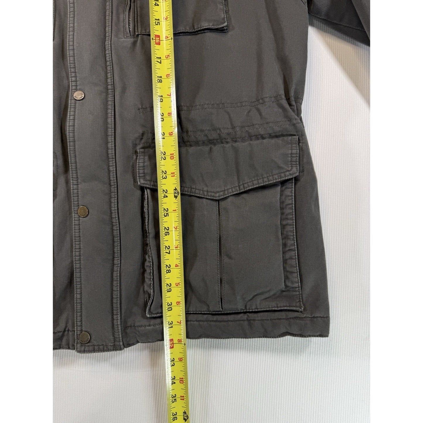 Tommy Hilfiger Jacket Mens XL Gray Corduroy Collar Plaid Lined Barn Field Coat