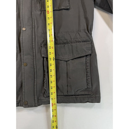 Tommy Hilfiger Jacket Mens XL Gray Corduroy Collar Plaid Lined Barn Field Coat