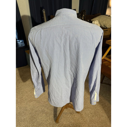 J.Crew Men Shirt M 15-15.5 Blue Gingham Button Down Long Sleeve 100% Cotton 269