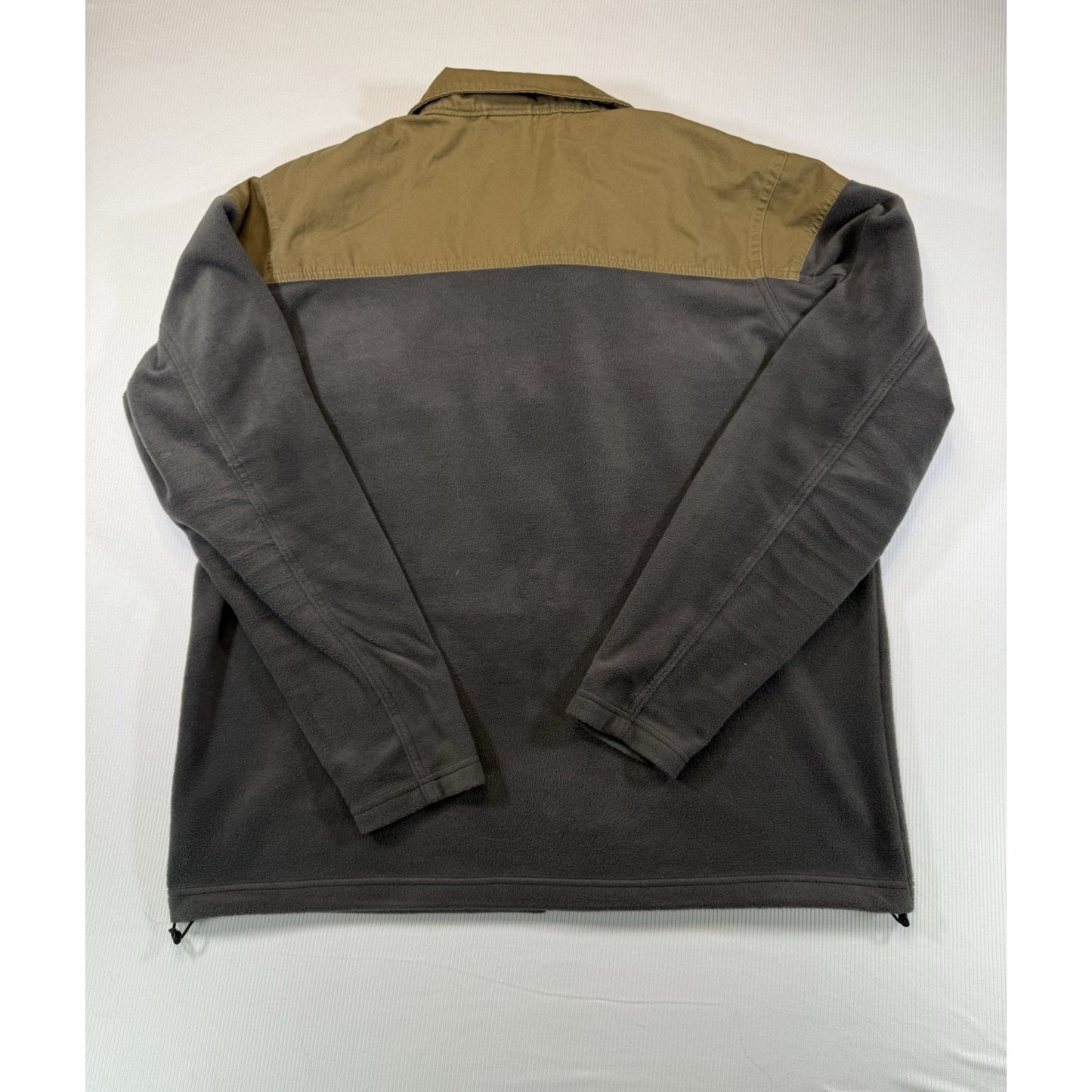 Columbia Men’s XL Fleece Jacket Brown Gray Full Zip Canvas Yoke Outdoor