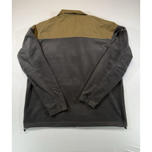 Columbia Men’s XL Fleece Jacket Brown Gray Full Zip Canvas Yoke Outdoor