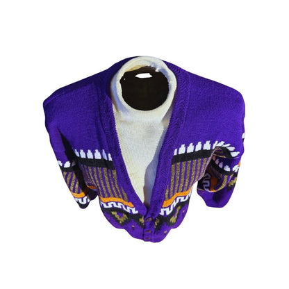 Vintage Concrete Sweater Cardigan Purple Geometric Knit Made in Hong Kong M