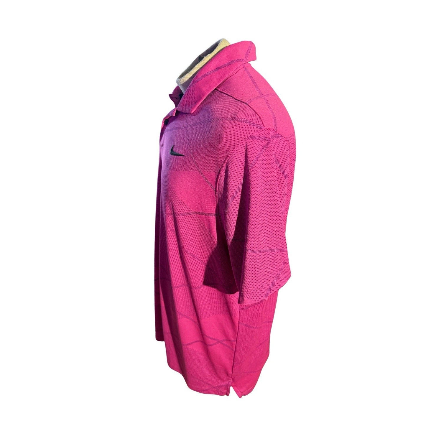 Nike Golf Dri-FIT Polo Shirt Men’s XL Magenta Pink Geometric Swoosh Performance