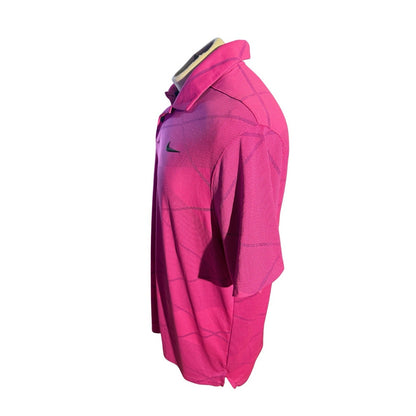 Nike Golf Dri-FIT Polo Shirt Men’s XL Magenta Pink Geometric Swoosh Performance