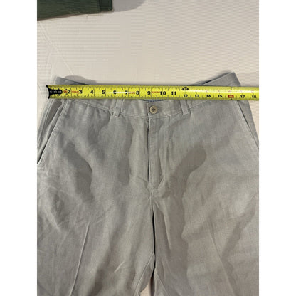 Tommy Bahama 33 Gray Silk Cotton Blend Flat Front Shorts Casual Resort Wear