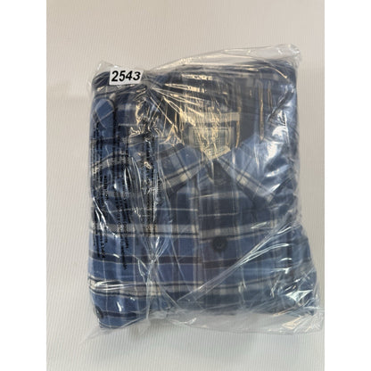 L.L.Bean Jacket Mens Large Blue Gray Plaid Flannel Fleece Lined Shirt Shacket