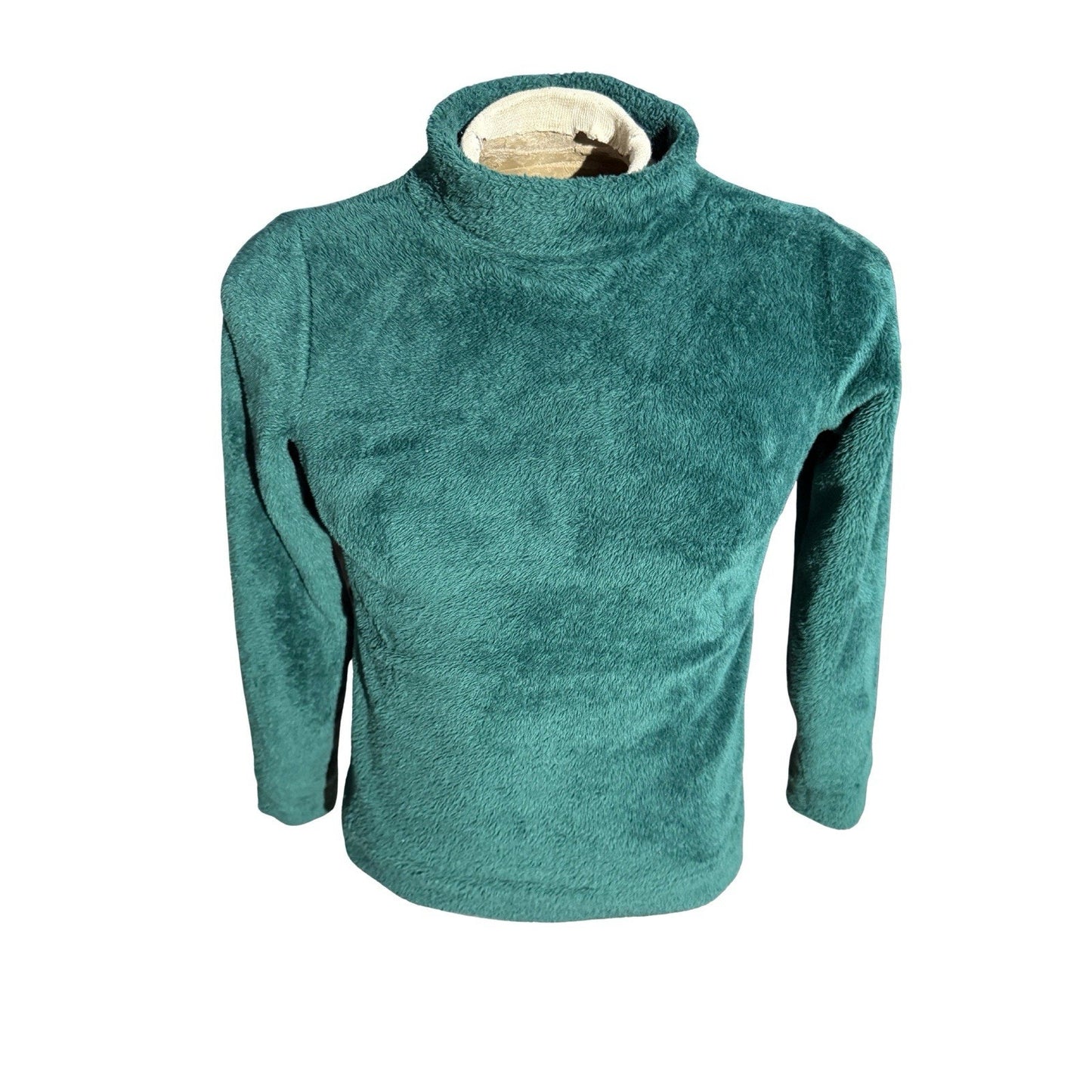 Talbots Women’s Teal Fleece Mock Neck Pullover Top Petite P Soft Cozy