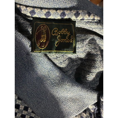 Bobby Jones Polo Shirt XL Made in Italy Blue Geometric Cotton Knit Golf