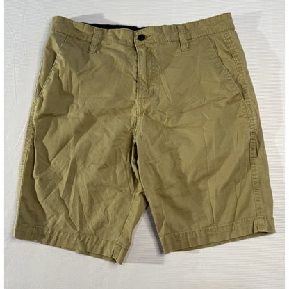Volcom 31 Khaki Cotton Stretch Shorts Flat Front Casual Skate Surf Chino