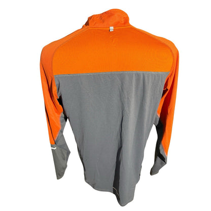 Nike Running Dri-FIT Half Zip Pullover Men’s L Orange Gray Long Sleeve Athletic