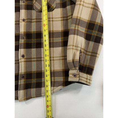 Weatherproof Vintage Men's Sherpa Lined Plaid Flannel Shacket Jacket Tan / Brown