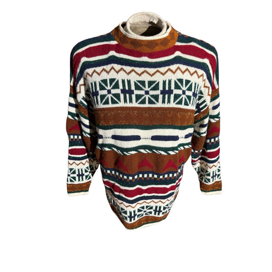 Vintage North American Sweaters USA Geometric Knit Pullover Large 80s 90s