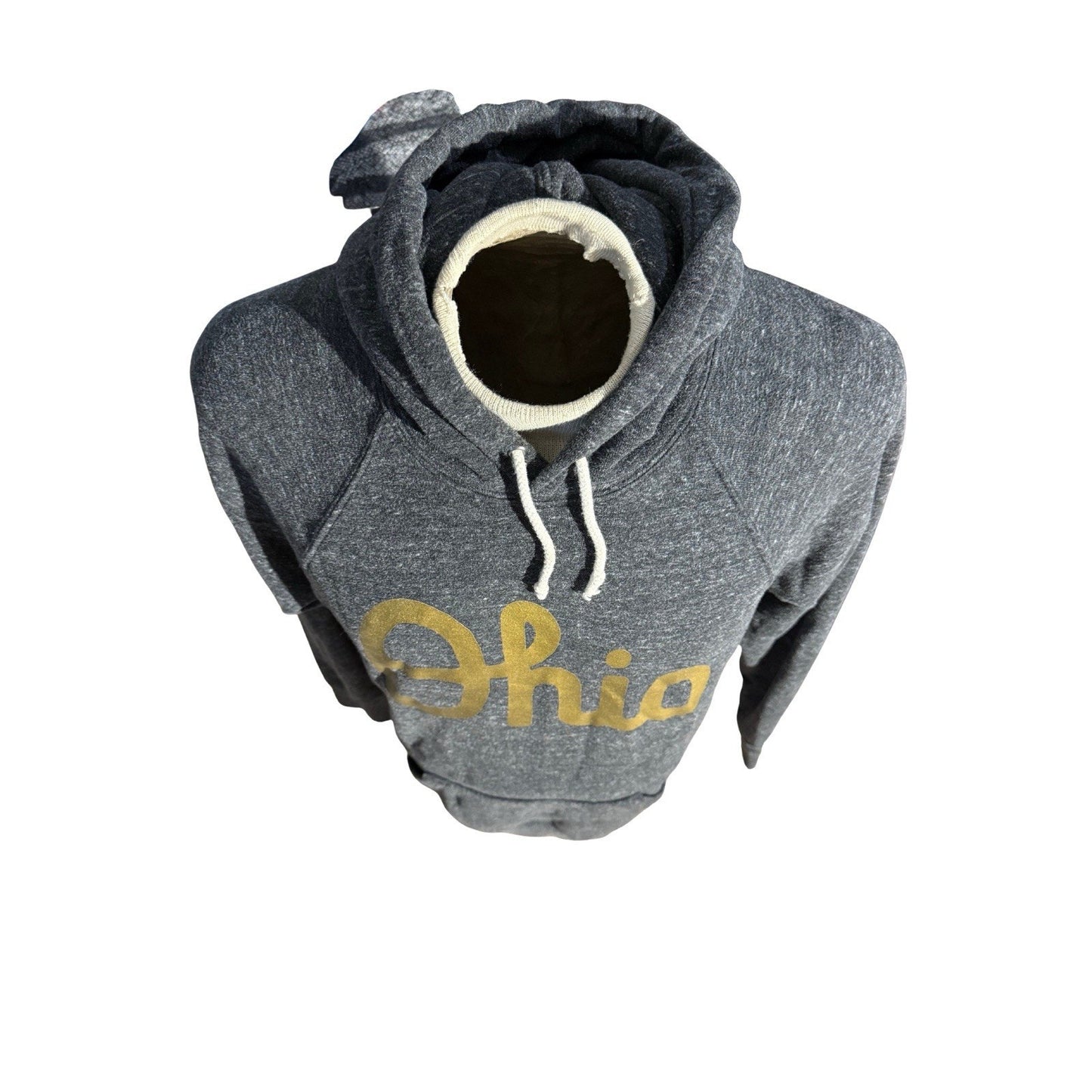 Homage Ohio Hoodie Men’s L Heather Gray Gold Script Made in USA Pullover