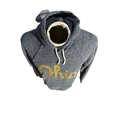 Homage Ohio Hoodie Men’s L Heather Gray Gold Script Made in USA Pullover