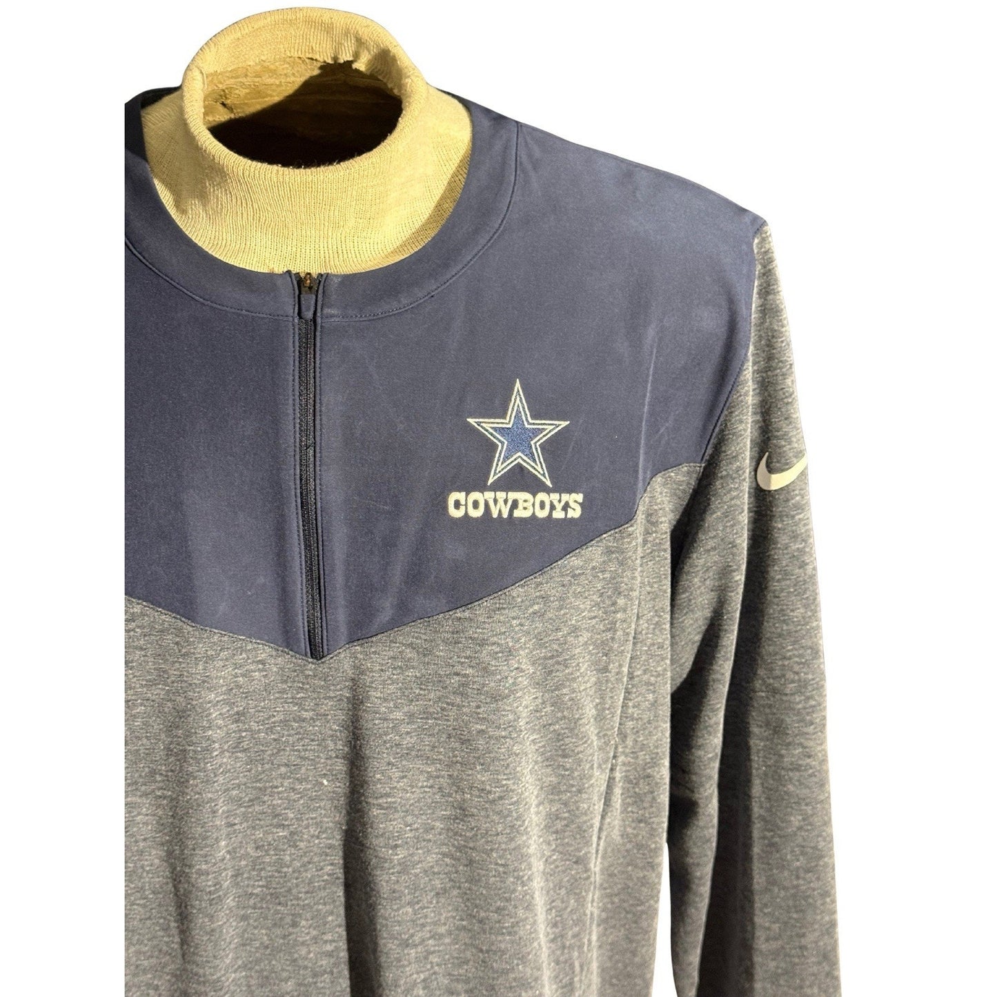Nike Dallas Cowboys NFL Dri-Fit Quarter Zip Pullover Blue Gray Men’s XL