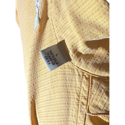 Tommy Bahama Men’s Silk Shirt L Yellow Short Sleeve Button Front Camp Casual