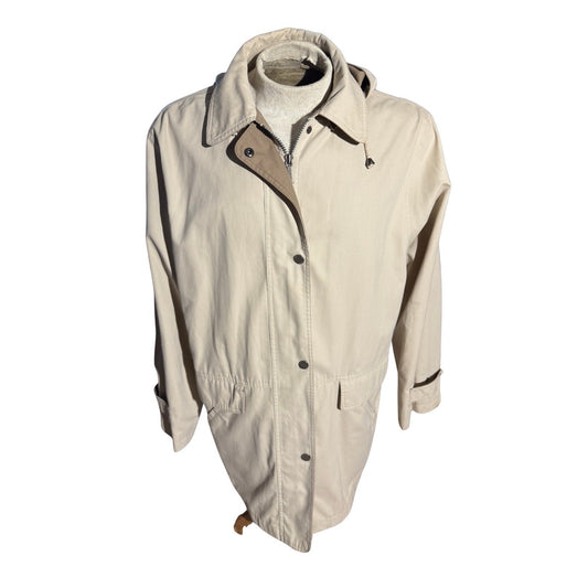 London Fog Men’s XL Limited Edition Trench Coat Beige Tan Hooded Water Resistant