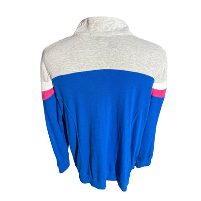 Woman Within Zip Up Track Jacket Plus 1X Blue Pink White Colorblock Retro Style