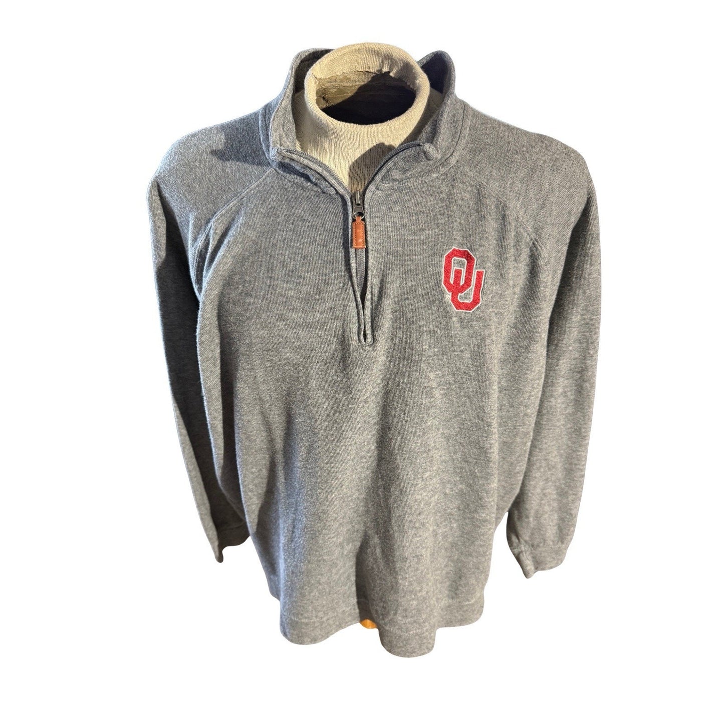 OU Oklahoma Sooners Quarter Zip Pullover Sweatshirt Gray XXL Captivating Apparel