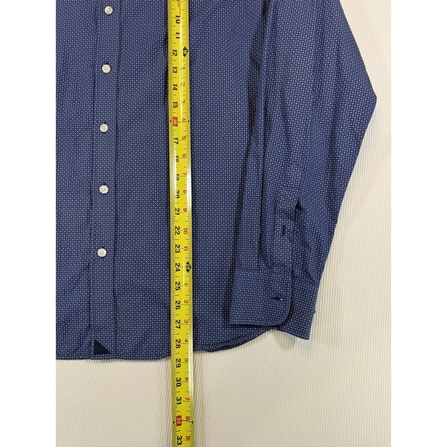 UNTUCKit Button Down Shirt Mens L Blue Micro Print Long Sleeve Cotton