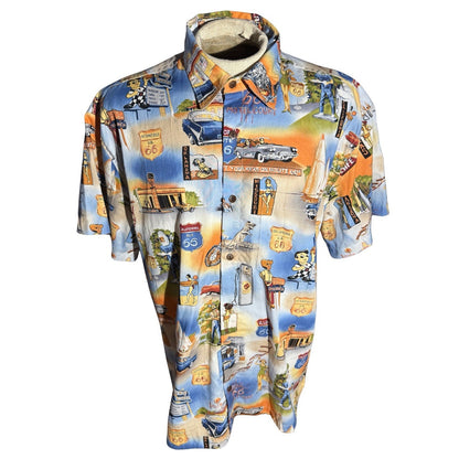 High Seas Trading Co Shirt Mens L Route 66 Short Sleeve Made in USA Cotton