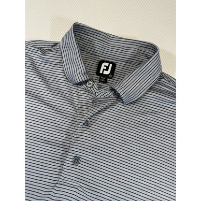 FootJoy FJ Golf Polo Shirt Mens 2XL Gray Striped Performance Polo