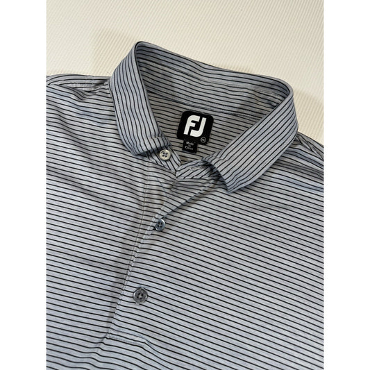 FootJoy FJ Golf Polo Shirt Mens 2XL Gray Striped Performance Polo