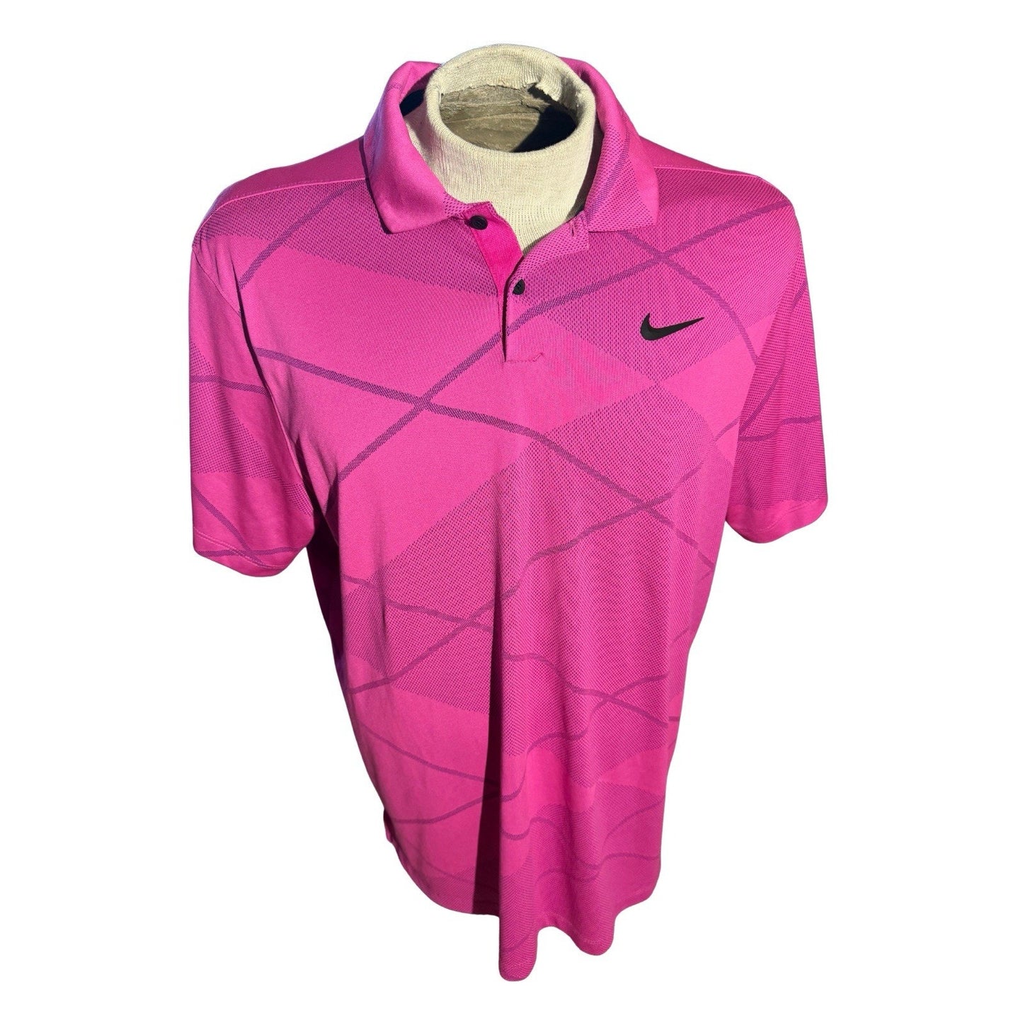 Nike Golf Dri-FIT Polo Shirt Men’s XL Magenta Pink Geometric Swoosh Performance