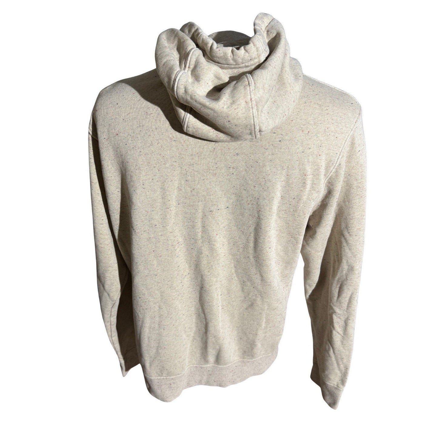 Nike Sweatshirt Hoodie Mens Medium Tan Speckled Drawstring Pocket Stretch Swoosh