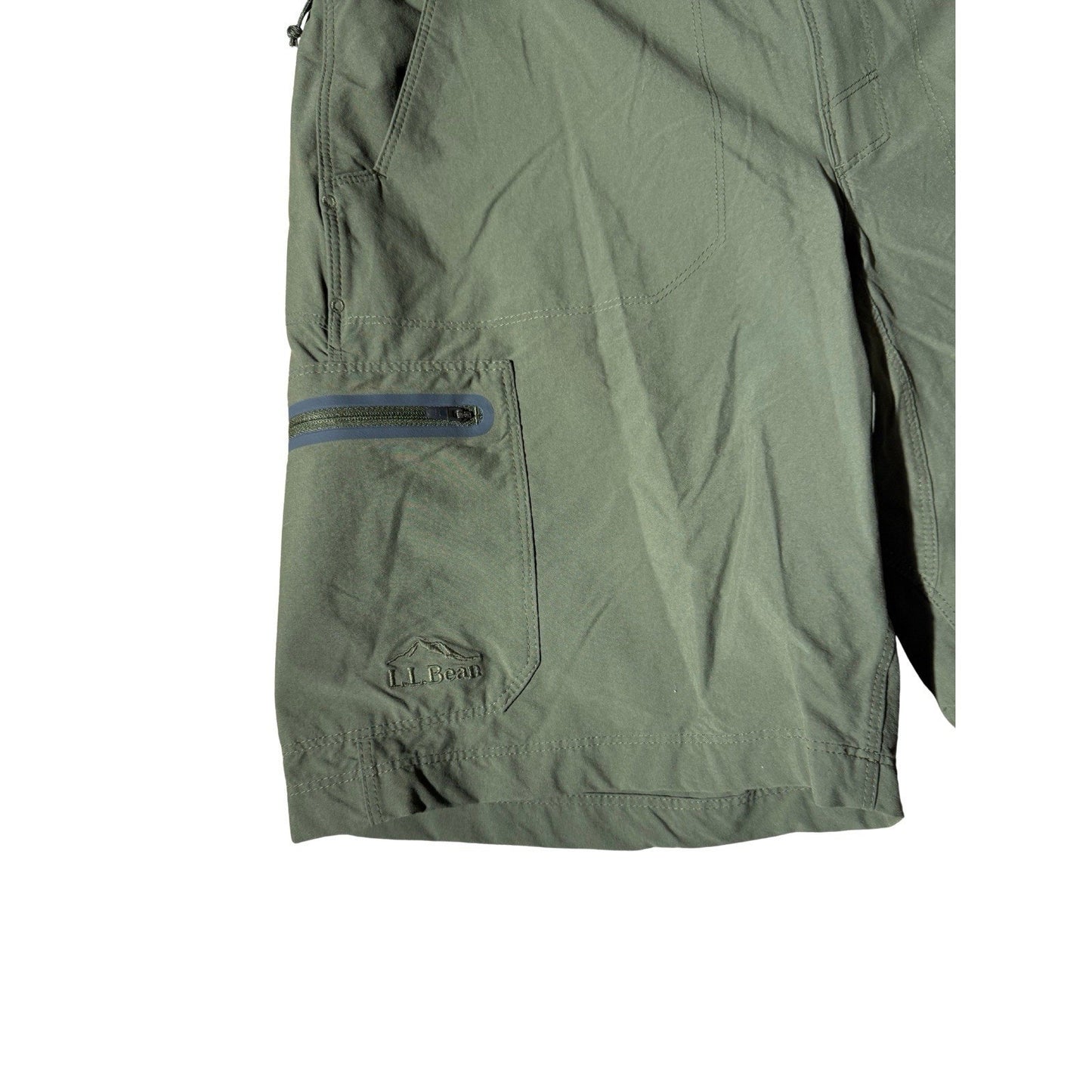 L.L.Bean Men’s Cargo Hiking Shorts 33W Olive Nylon Stretch Outdoor Trail