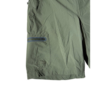 L.L.Bean Men’s Cargo Hiking Shorts 33W Olive Nylon Stretch Outdoor Trail