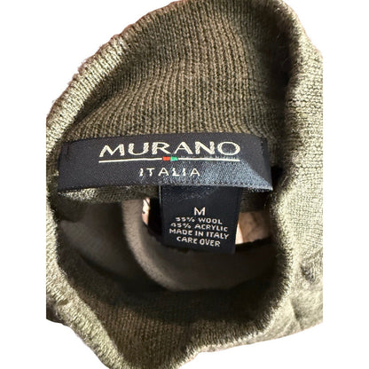 Murano Italia Men’s Medium Green Turtleneck Sweater Wool Blend Made in Italy