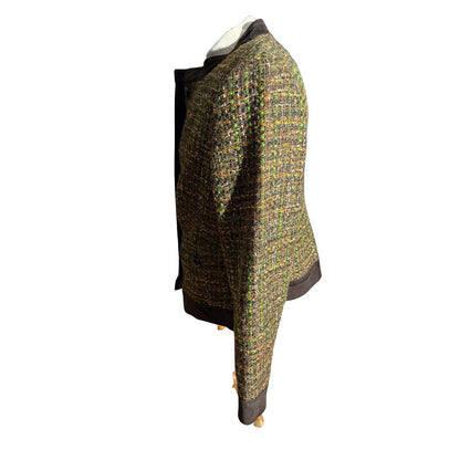 Talbots Women’s 16 Tweed Jacket Brown Green Multicolor Wool Blend Lined Blazer