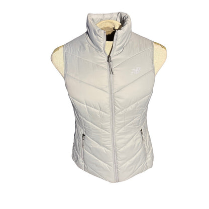 New Balance Women’s Puffer Vest M Gray Quilted Zip Athletic Outerwear Pre-Owned