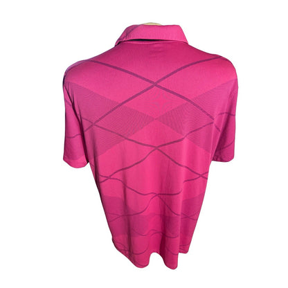 Nike Golf Dri-FIT Polo Shirt Men’s XL Magenta Pink Geometric Swoosh Performance