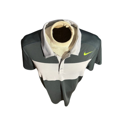 Nike Dri-FIT Men’s Polo Shirt XL Gray Green Colorblock Tennis Golf Athletic