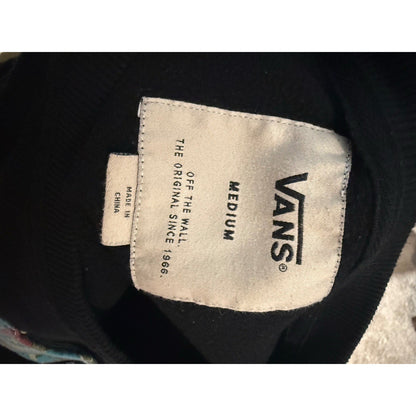 Vans Men’s Medium Black Crewneck Sweatshirt Floral Pocket Long Sleeve Pullover
