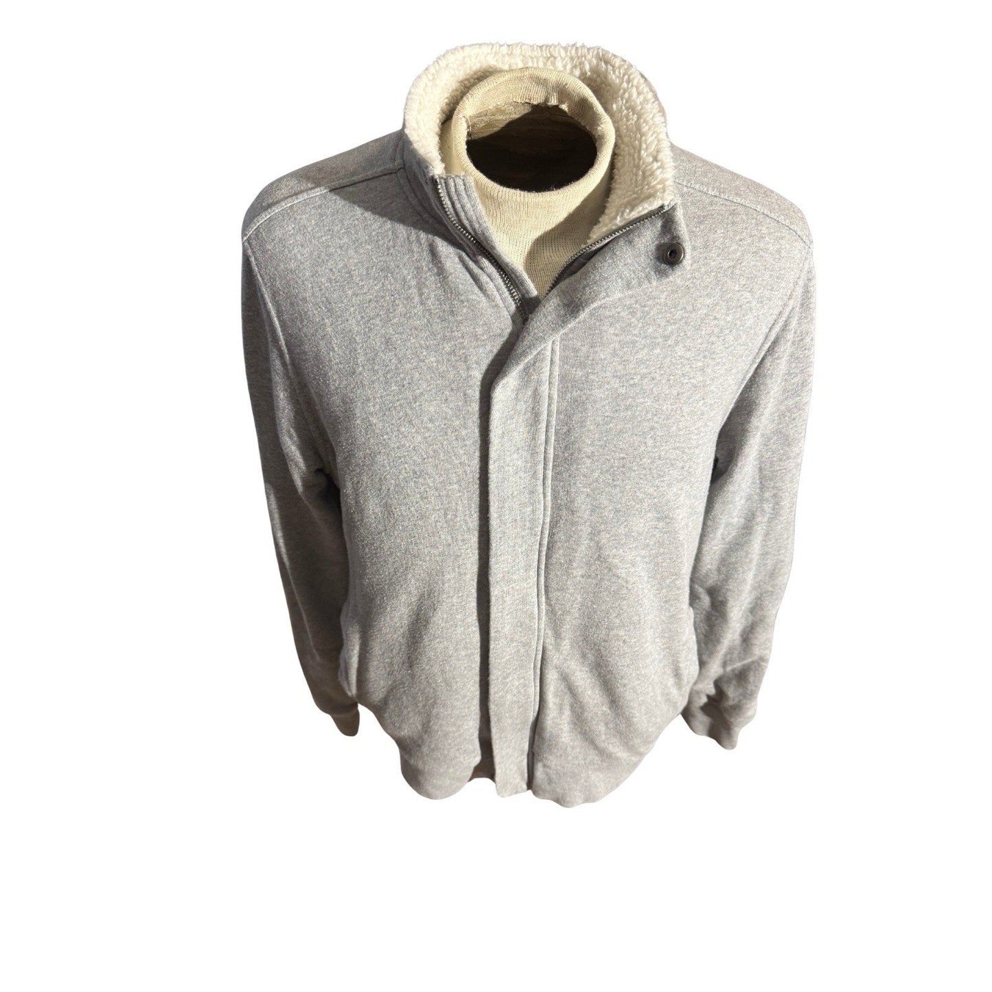 Lucky Brand Grey Label Sherpa Lined Jacket Men L Gray Full Zip Fleece Collar 275