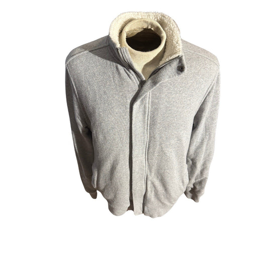Lucky Brand Grey Label Sherpa Lined Jacket Men L Gray Full Zip Fleece Collar 275