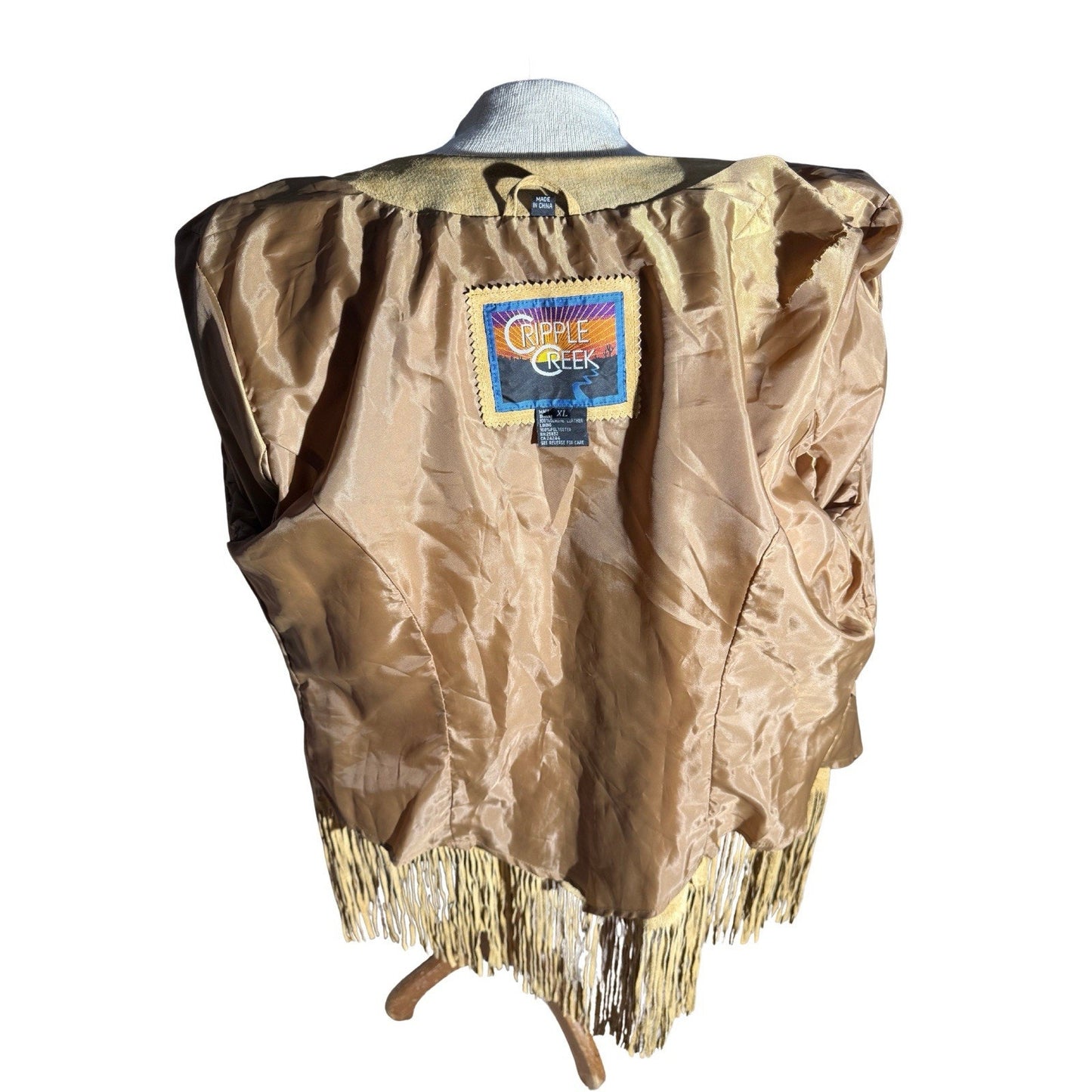 Cripple Creek Women’s Suede Fringe Jacket Western Tan Leather XL