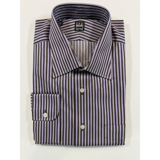 Ike Behar New York 17 34 Blue White Stripe Dress Shirt NWT Peru