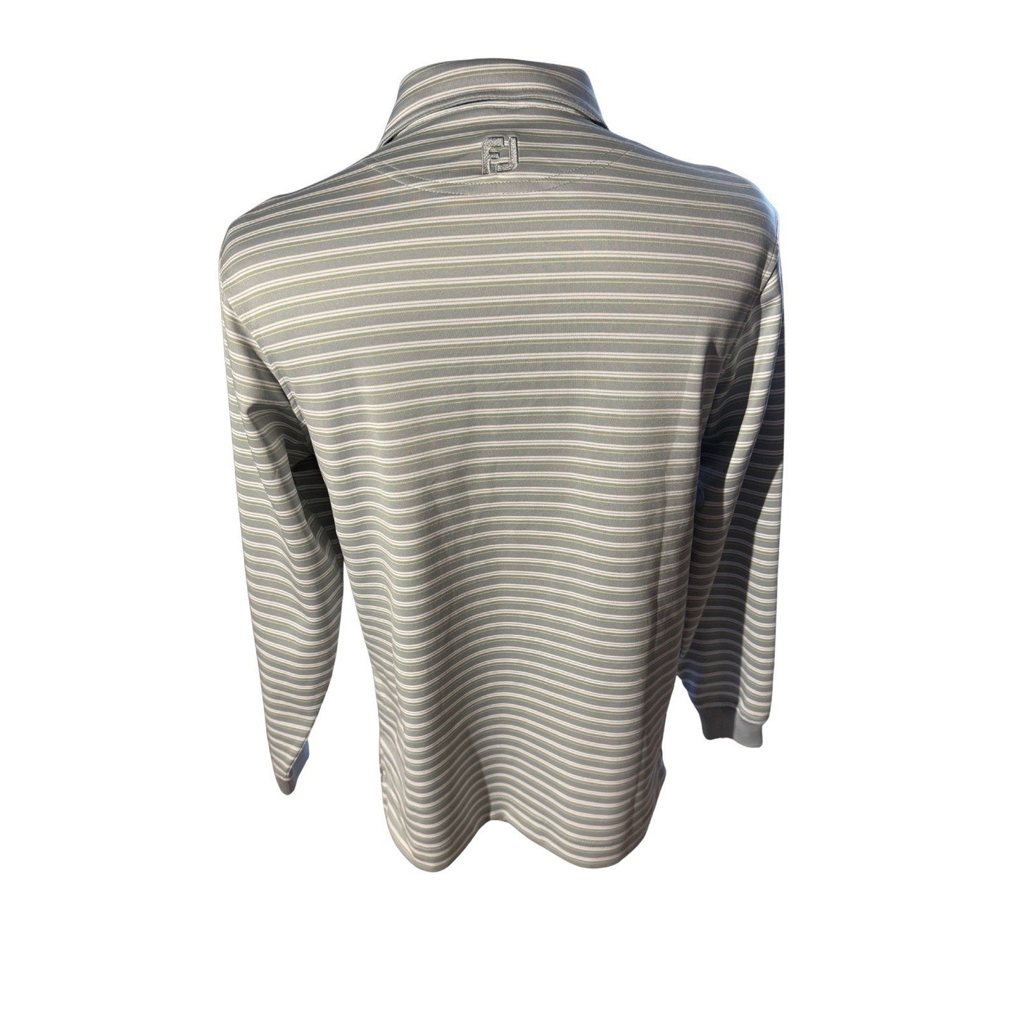 FootJoy Golf Polo Shirt S Gray Stripe Charlie Coe Invitational Long Sleeve FJ