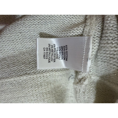 Banana Republic Women’s Metallic Sweater M Cream Scoop Neck Wool Blend Sparkle