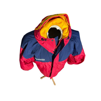 Vintage Columbia Sportswear 90s Bugaboo Jacket Red Navy Yellow Hooded Men’s S